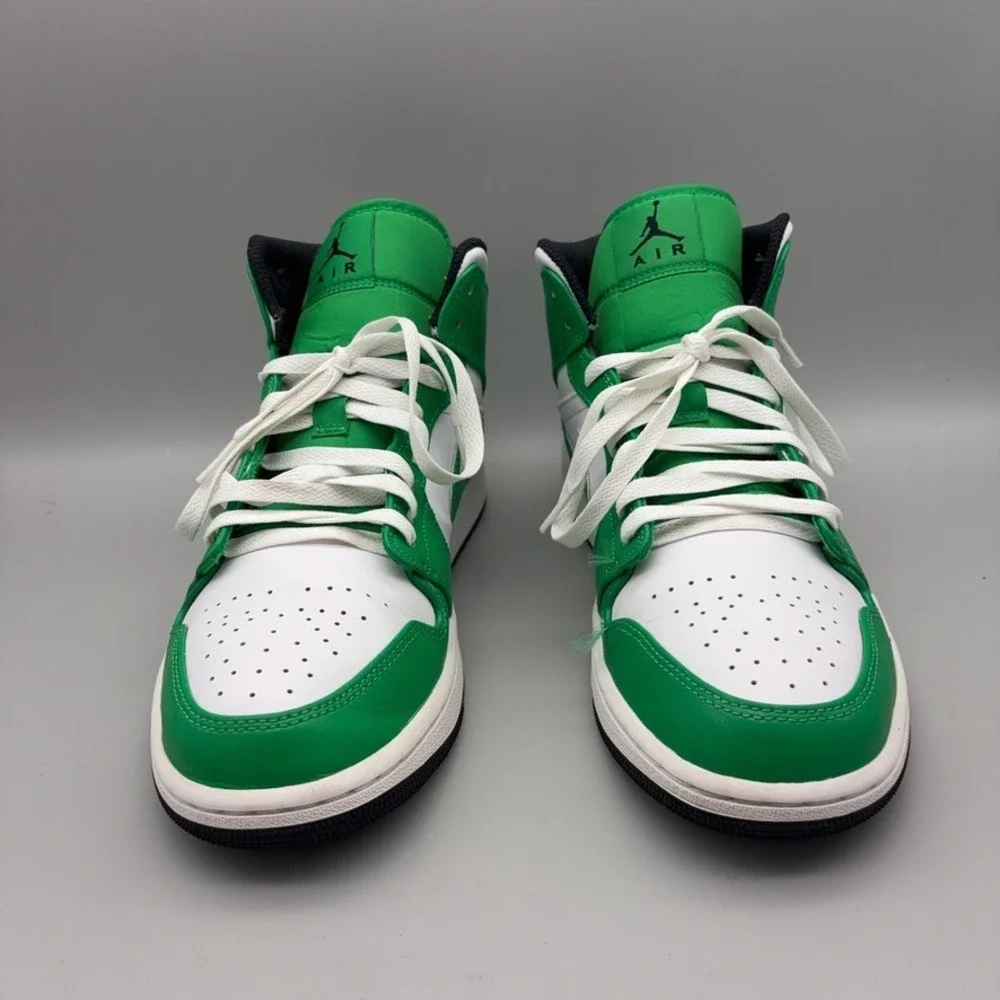 Nike Air Jordan Shoes Mens Size 10 Lucky Green White 1 Mid Colorblock DQ8426-301